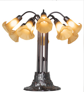 24"H Amber Tiffany Pond Lily 10 Lt Table Lamp