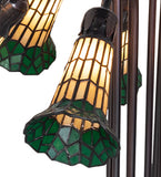 24"H Stained Glass Amber & Green Pond Lily 10 Lt Table Lamp