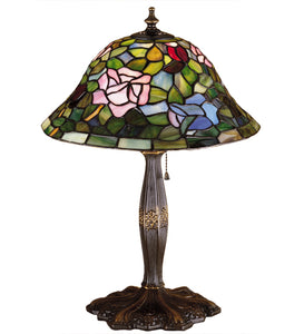 17"H Rosebush Tiffany Floral Accent Lamp