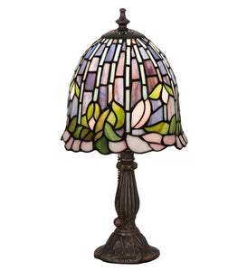 15"H Flowering Lotus Stained Glass Accent Lamp