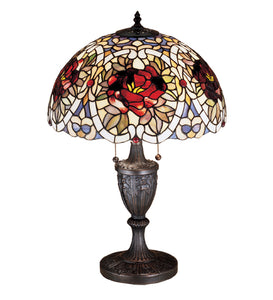 24"H Renaissance Rose Stained Glass Table Lamp