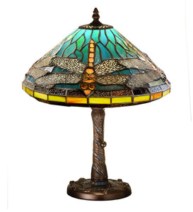 16"H Tiffany Dragonfly W/ Twisted Fly Mosaic Base Table Lamp