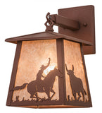 7.5"W Cowboy & Steer Outdoor Wall Sconce