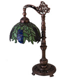 19"H Tiffany Honey Locust Floral Bridge Arm Desk Lamp