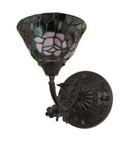 8"W Tiffany Rosebush Stained Glass Wall Sconce