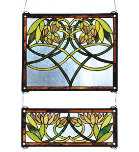 21"W X 26"H Waterlily 2 Piece Stained Glass Window