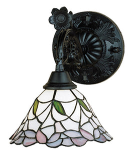 9"W Daffodil Bell Floral Stained Glass Wall Sconce