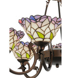 34"W Daffodil Bell 6 Lt Stained Glass Chandelier