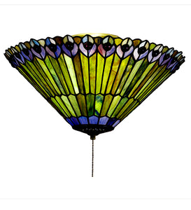 17"W Tiffany Jeweled Peacock Stained Glass Flushmount | Smashing Stained Glass & Lighting