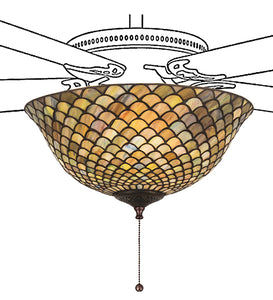 12"W Tiffany Fishscale Fan Light Fixture