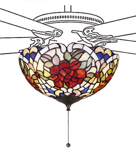 12"W Tiffany Renaissance Rose Fan Light Fixture