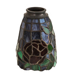 4"W Tiffany Rosebush Floral Stained Glass Fan Light Shade