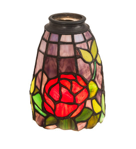 4"W Tiffany Rosebush Floral Stained Glass Fan Light Shade