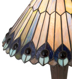 17"H Tiffany Jeweled Peacock Accent Lamp