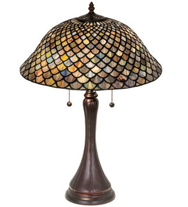 23"H Tiffany Fishscale Stained Glass Table Lamp