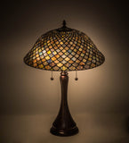23"H Tiffany Fishscale Stained Glass Table Lamp