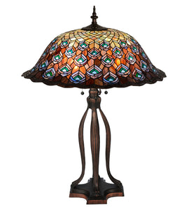 30"H Tiffany Peacock Feather Table Lamp