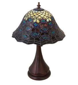 18"H Tiffany Peacock Feather Table Lamp