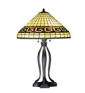 30"H Stained Glass Greek Key Table Lamp