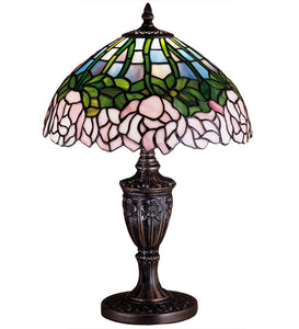 18"H Cabbage Rose Stained Glass Table Lamp