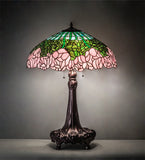 31"H Stained Glass Cabbage Rose Table Lamp