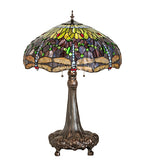 32"H Tiffany Hanginghead Dragonfly Stained Glass Table Lamp