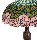23"H  Stained Glass Cabbage Rose Table Lamp