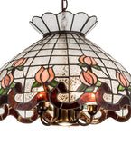 20"W Roseborder Stained Glass Pendant