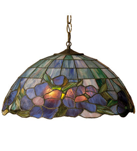 20"W Posy Floral Stained Glass Ceiling Pendant