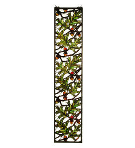 9"W X 42"H Acorn & Oak Leaf Lodge Sidelight Stained Glass Window