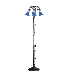 59"H Tiffany Blue Pond Lily 3 Lt Victorian Floor Lamp