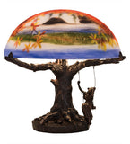 15"H Maxfield Parrish Reveries Reverse Painted Table Lamp