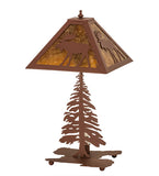 21"H Lone Moose Tall Pines Wildlife Table Lamp
