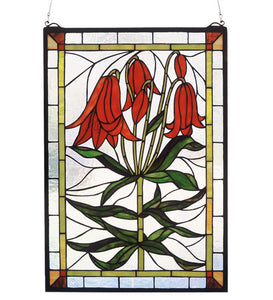 16"W X 24"H Floral Trumpet Lily Stained Glass Window