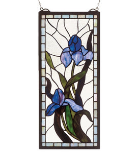 9"W X 20"H Iris Stained Glass Window-