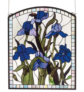 20"W X 24"H Floral Iris Stained Glass Window