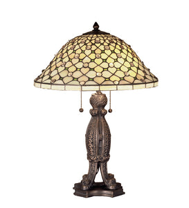 24"H Diamond and Jewel Tiffany Table Lamp