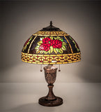 25"H Stained Glass Roses & Scrolls Table Lamp