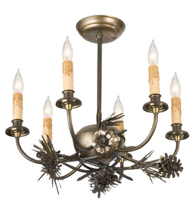 18"W Woodland Pine 6 Lt Chandelier