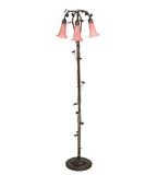 58"H Pink Pond Lily 3 Lt Floor Lamp