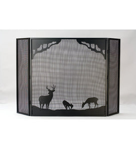 62"W X 40"H Deer At Dawn Folding Fireplace Screen