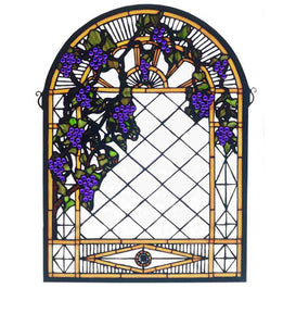 16"W X 22"H Tiffany Grape Diamond Trellis Stained Glass Window