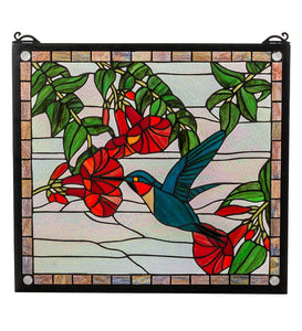 21"W X 19"H Hummingbird Stained Glass Window