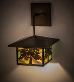 10"W Oak Tree Lantern Outdoor Wall Sconce