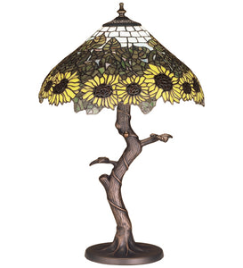 23.5"H Wild Sunflower Stained Glass Table Lamp