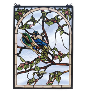 14"W X 20"H Lovebirds Stained Glass Window
