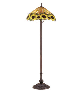 64"H Wicker Stained Glass Sunflower Floor Lamp