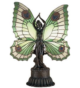 17"H Butterfly Lady Tiffany Accent Lamp