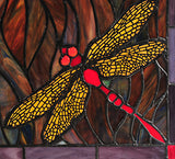 28"W X 10"H Trio Dragonfly Transom Stained Glass Window