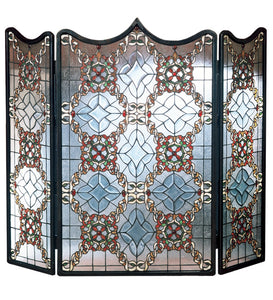 44"W X 36"H Victorian Beveled Folding Fireplace Screen